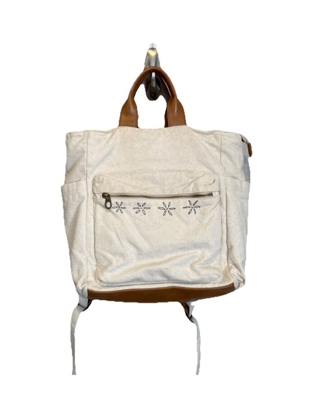 Universal trend bag Backpack Cream Brown Canvas Tote Bag School Book bag